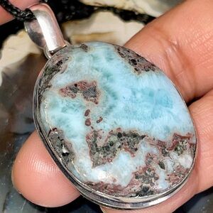 Blue Caribbean Larimar Crystal Pendant 2”